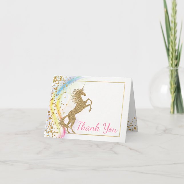 Unicorn Baby Shower Thank You Cards (Front)