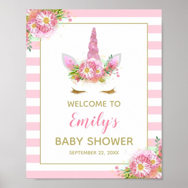 Unicorn Baby Shower Welcome Sign (Front)