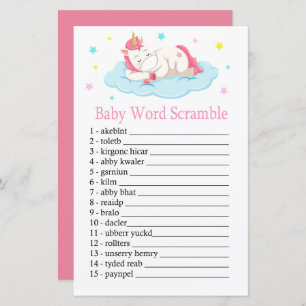 Unicorn Baby word scramble game