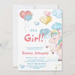 Unicorn BabyShower Baby Girl Shower Invitation