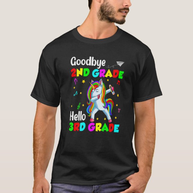 Unicorn Back To School Goodbye 2nd Grade Hello Thi T-Shirt (Front)