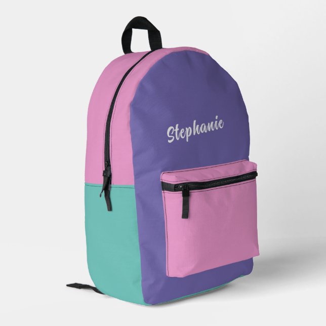 Unicorn Backpack – Modern Minimalist Pink & Purple (Back Corner Left)