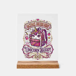 Unicorn Backpack Unicorn Buddy Stylish Merch Desig Acrylic Sign