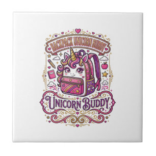 Unicorn Backpack Unicorn Buddy Stylish Merch Desig Ceramic Tile