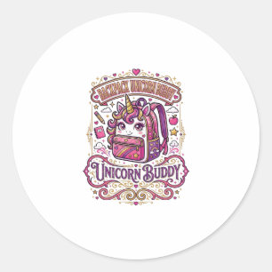 Unicorn Backpack Unicorn Buddy Stylish Merch Desig Classic Round Sticker