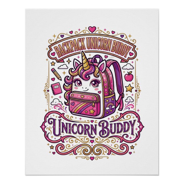 Unicorn Backpack Unicorn Buddy Stylish Merch Desig Poster (Front)