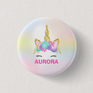 Unicorn Badge Unicorn Favour Party Pin Pink & Gold