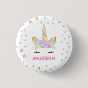 Unicorn Badge Unicorn Favour Party Pin Pink & Gold