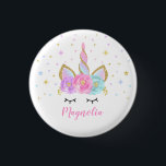 Unicorn Badge Unicorn Favour Party Pin Pink & Gold<br><div class="desc">Unicorn Party Badge. 
All designs are © PIXEL PERFECTION PARTY LTD</div>