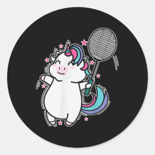 Unicorn Badminton  Classic Round Sticker