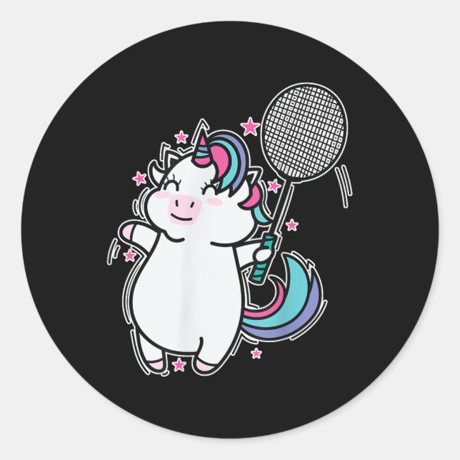 Unicorn Badminton  Classic Round Sticker (Front)