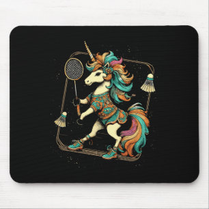 Unicorn Badminton Player Shuttle 1 Mouse Pad