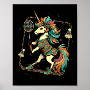 Unicorn Badminton Player Shuttle 1 Poster