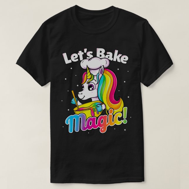 Unicorn Baking  Rainbow Cupcake Cake Girl Gift Coo T-Shirt (Design Front)