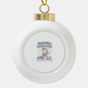 Unicorn Baking Unicorn Trendy Product Graphic_1 Ceramic Ball Christmas Ornament
