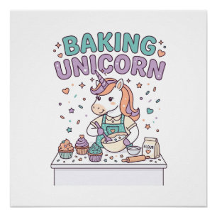 Unicorn Baking Unicorn Trendy Product Graphic_1 Poster