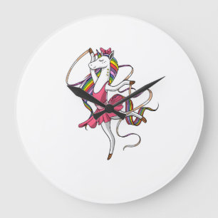Unicorn Ballerina Rainbow Ballet Dancer Women Girl Large Clock