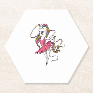 Unicorn Ballerina Rainbow Ballet Dancer Women Girl Paper Coaster