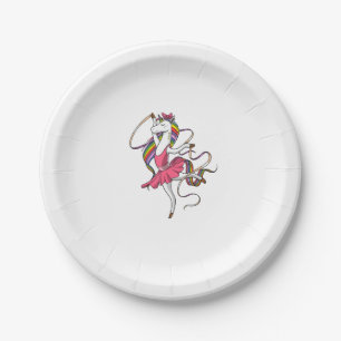 Unicorn Ballerina Rainbow Ballet Dancer Women Girl Paper Plate