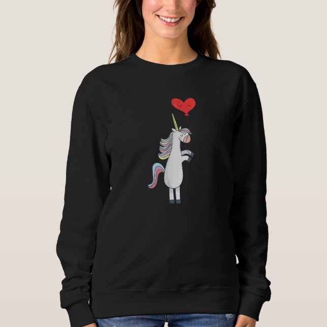 Unicorn Balloon Love Heart Valentines Day S Sweatshirt (Front)