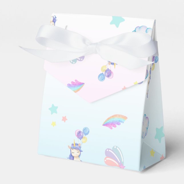 Unicorn balloon rainbow gradient  birthday party  favour box (Front Side)