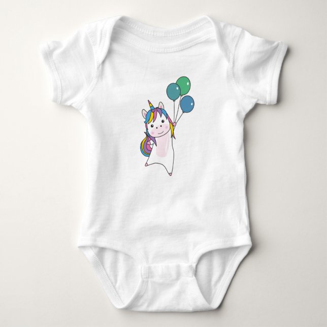Unicorn Balloons Balloons Cute Animals For Kids Baby Bodysuit (Front)