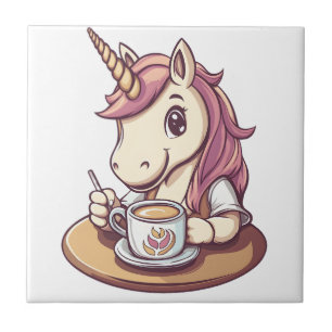 Unicorn Barista (1) Ceramic Tile