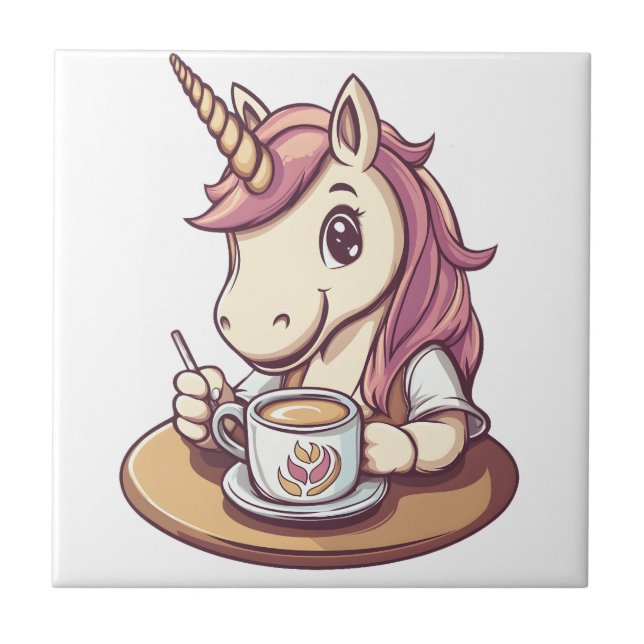 Unicorn Barista (1) Ceramic Tile (Front)