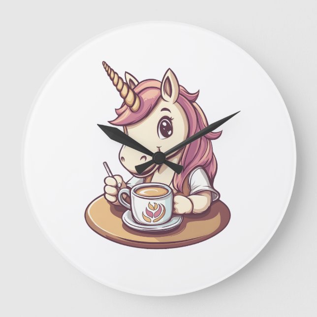 Unicorn Barista (1) Large Clock (Front)