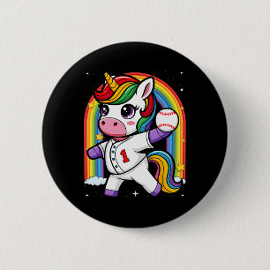 Unicorn Baseball Rainbow Baseball Lover I Unicorn  6 Cm Round Badge