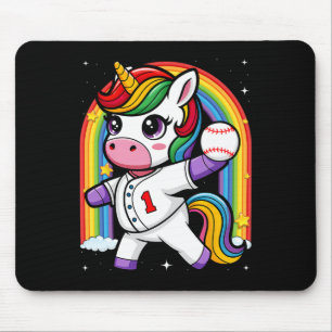 Unicorn Baseball Rainbow Baseball Lover I Unicorn Mouse Pad