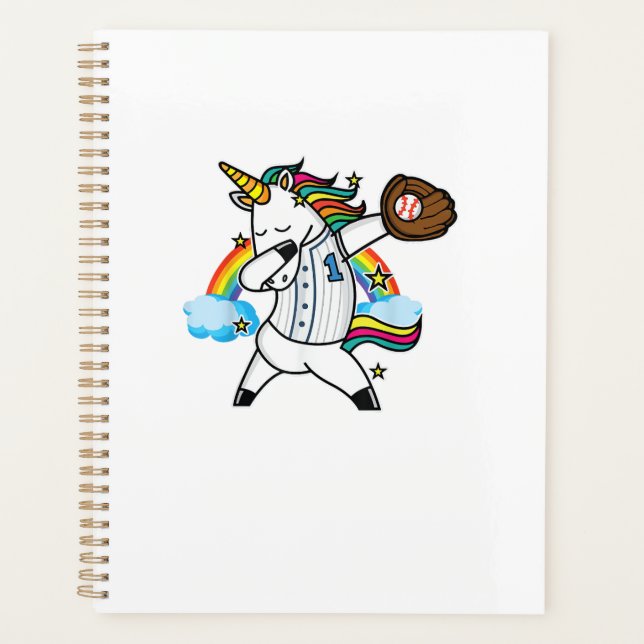 Unicorn Baseball Rainbow Baseball Lover I Unicorn  Planner (Front)
