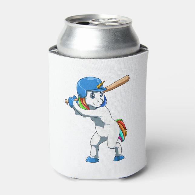 Unicorn Baseball Unicorn Playing Baseball Unicorn  Can Cooler (Can Front)