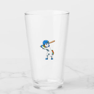 Unicorn Baseball Unicorn Playing Baseball Unicorn  Glass