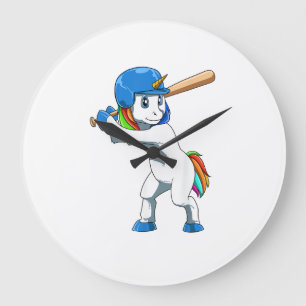 Unicorn Baseball Unicorn Playing Baseball Unicorn  Large Clock