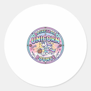 Unicorn Basketball Unicorn Bounce Funny Shirt Grap Classic Round Sticker