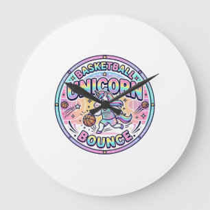 Unicorn Basketball Unicorn Bounce Funny Shirt Grap Large Clock