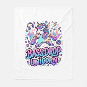 Unicorn Bass Drop Unicorn Gift Idea Typography Des Fleece Blanket