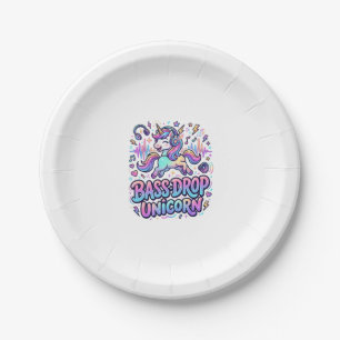 Unicorn Bass Drop Unicorn Gift Idea Typography Des Paper Plate