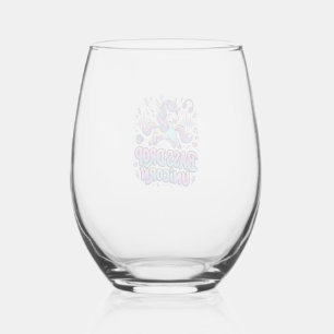 Unicorn Bass Drop Unicorn Gift Idea Typography Des Stemless Wine Glass