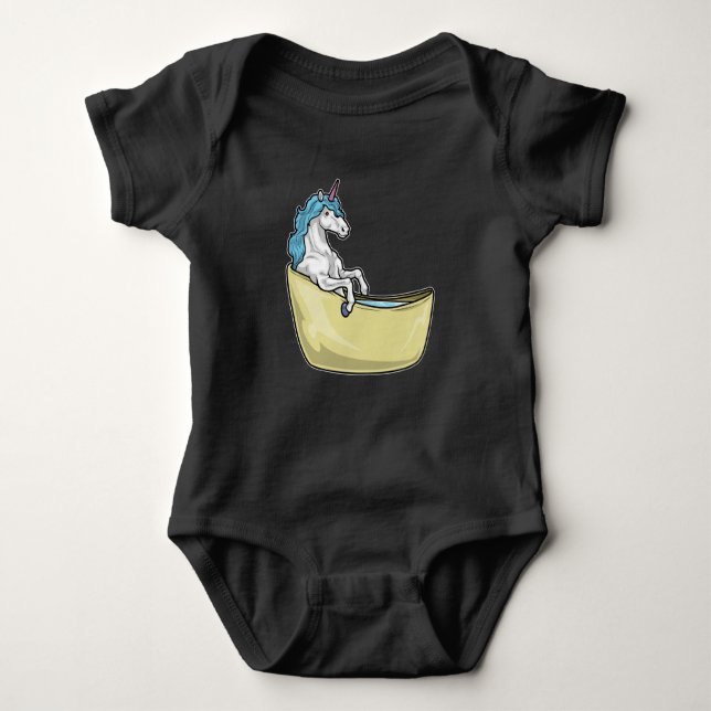 Unicorn Bathe Bathtub Baby Bodysuit (Front)