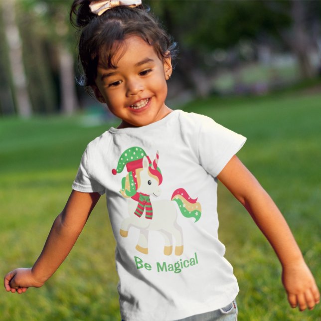 Unicorn Be Magical Cute Christmas Unicorn Girly T-Shirt (Creator Uploaded)