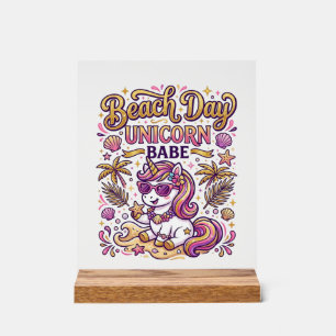 Unicorn Beach Day Unicorn Babe Stylish Zazzle Desi Acrylic Sign