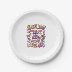 Unicorn Beach Day Unicorn Babe Stylish Zazzle Desi Paper Plate