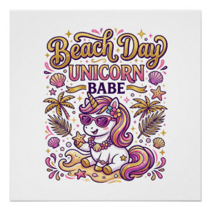 Unicorn Beach Day Unicorn Babe Stylish Zazzle Desi Poster