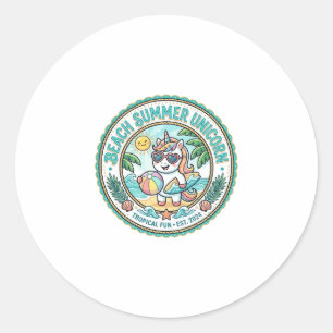 Unicorn Beach Summer Unicorn POD Ready Apparel Gra Classic Round Sticker