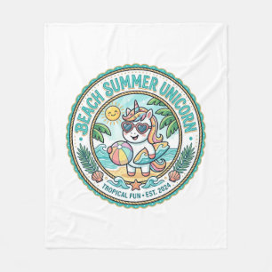 Unicorn Beach Summer Unicorn POD Ready Apparel Gra Fleece Blanket