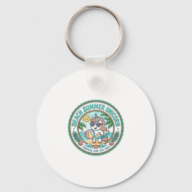 Unicorn Beach Summer Unicorn POD Ready Apparel Gra Key Ring (Front)