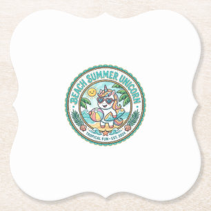 Unicorn Beach Summer Unicorn POD Ready Apparel Gra Paper Coaster