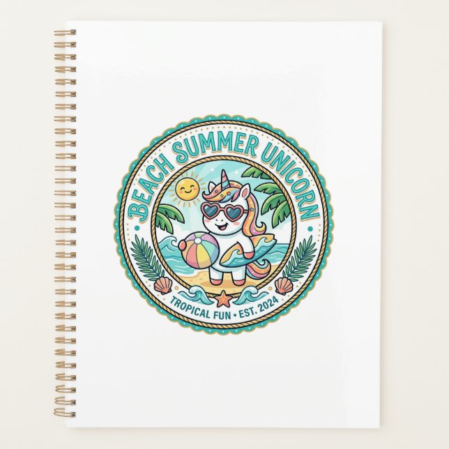 Unicorn Beach Summer Unicorn POD Ready Apparel Gra Planner (Front)